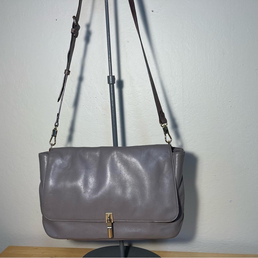 Elizabeth and James Cynnie Gray Lambskin Leather Crossbody Shoulder Bag